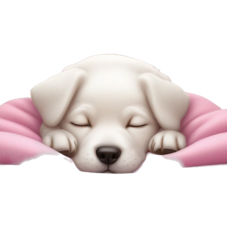 White puppy's sleeping in pink light bed emoji