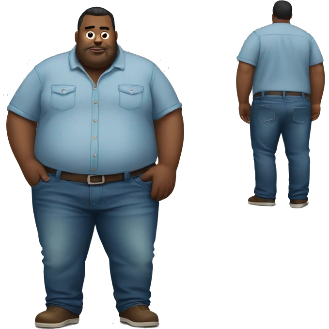 Big fat man with jeans on and a bump emoji