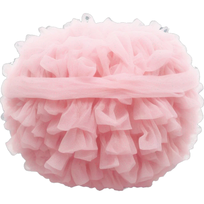 Light pink puffy loofah with white string no face emoji