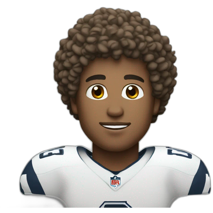 White Quarterback with curly hair and wearing number 25 emoji