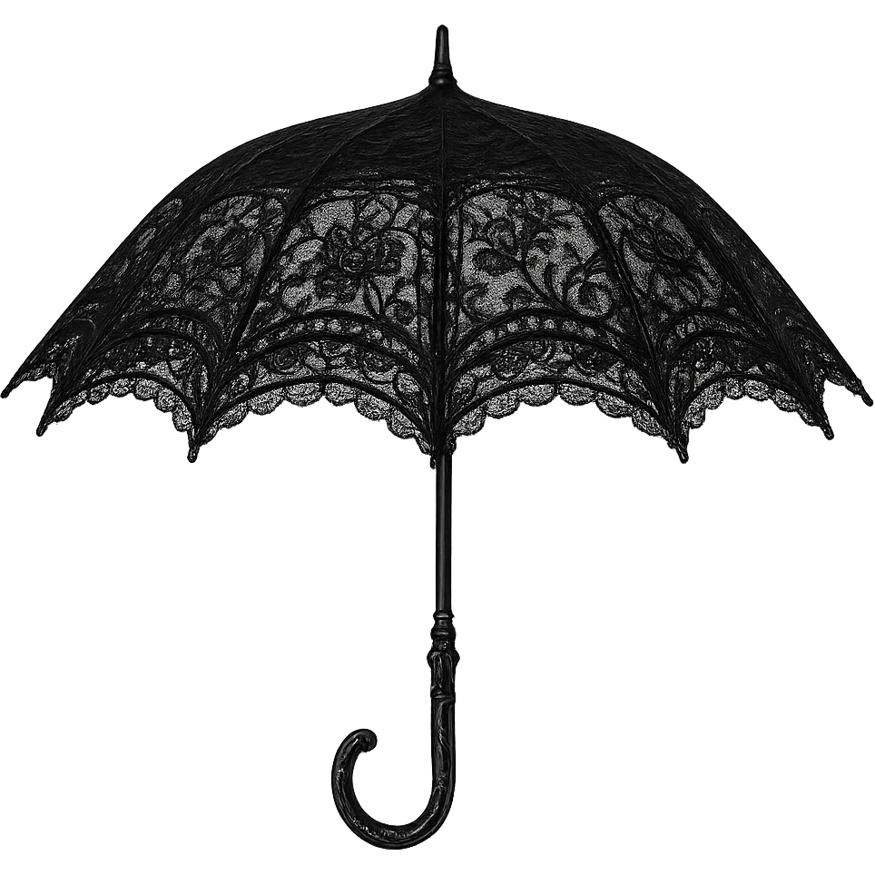 victorian parasol in aristocrat goth style, black lace, elegant handle emoji
