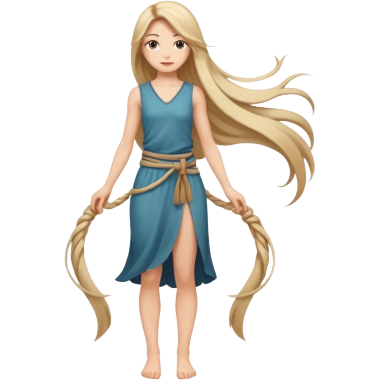 Empowered woman enjoying long tied hairs with full body side photo emoji