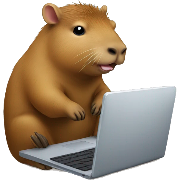 Capybara works at his laptop emoji