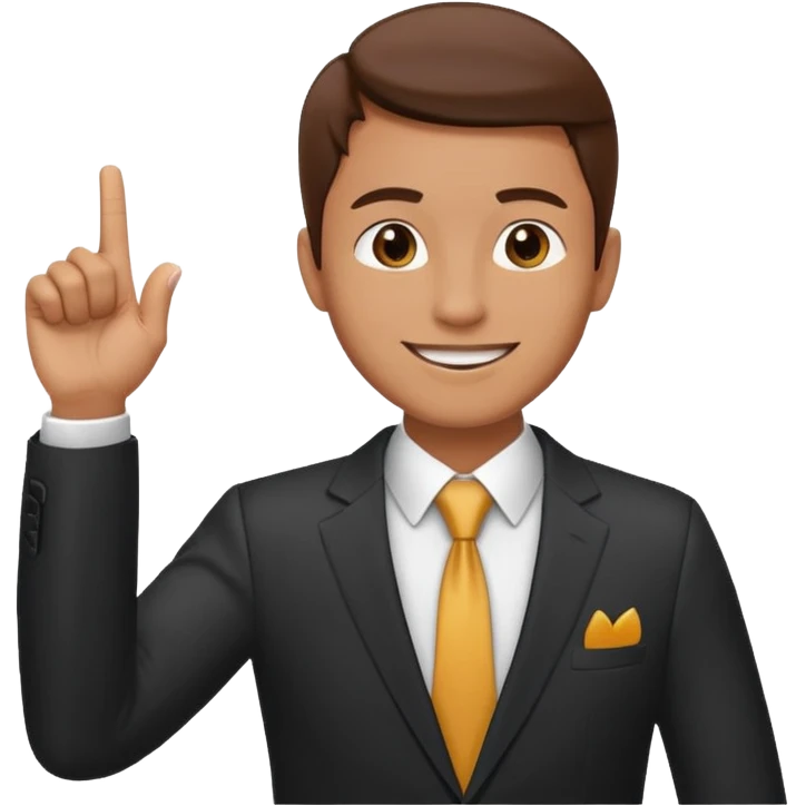 business client raising his hand with one finger only to say that he wants to make a request emoji