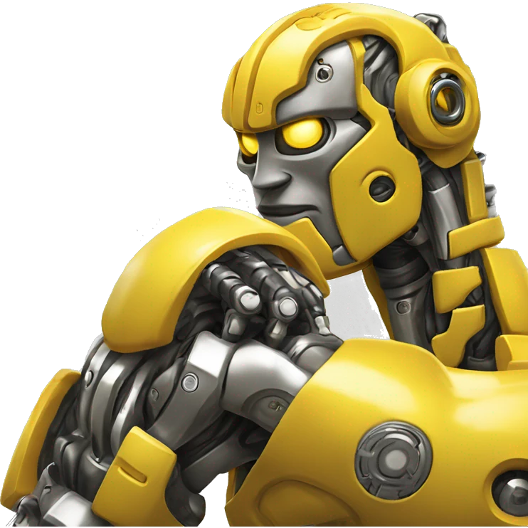 Yellow mechanical cyborg bicep that’s flexing emoji