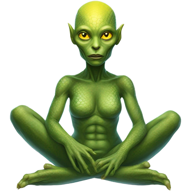 a Reptilian alien woman,in meditation emoji