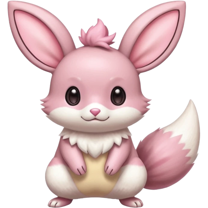 Kawaii Shiny Colorful Pastel Minccino-Furret-Emolga-Eevee-fusion Full Body emoji