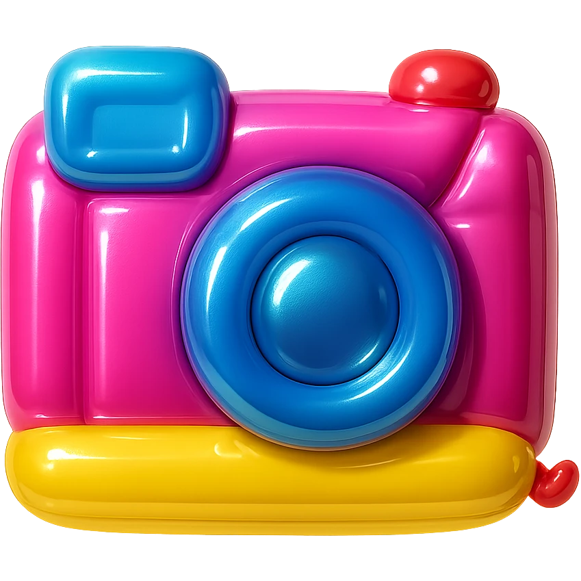 cute film camera, balloon style, shiny, inflated look emoji