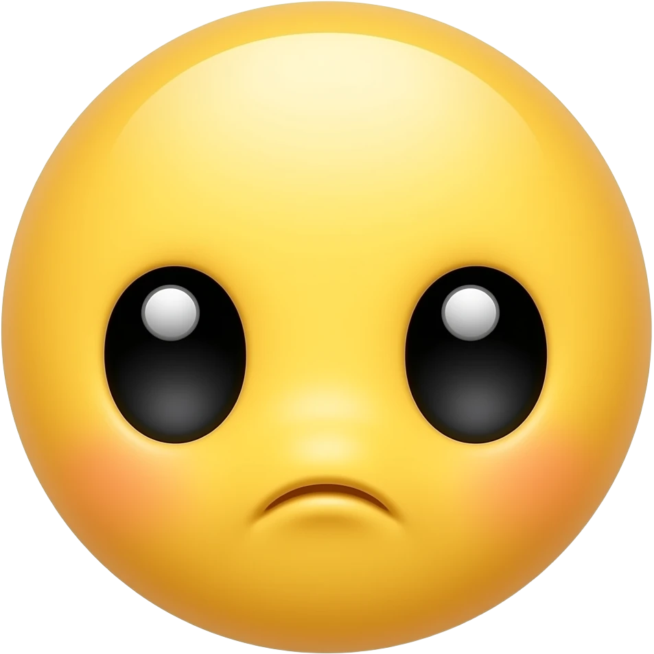 Round Yellow face with big cute eyes more cute And mouth like a little bit Down And make it cute moře cute kawaii emoji
