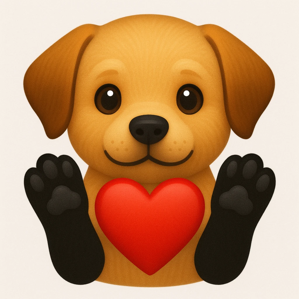 Make the puppy paws black, keep the heart and original style (original style was apple style emojis) emoji