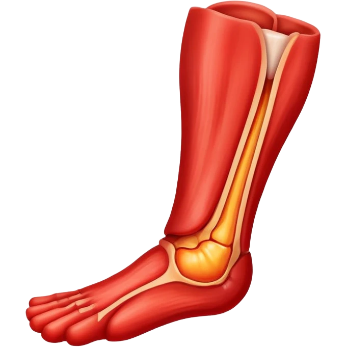 Inflamed red tendon with pain marks emoji
