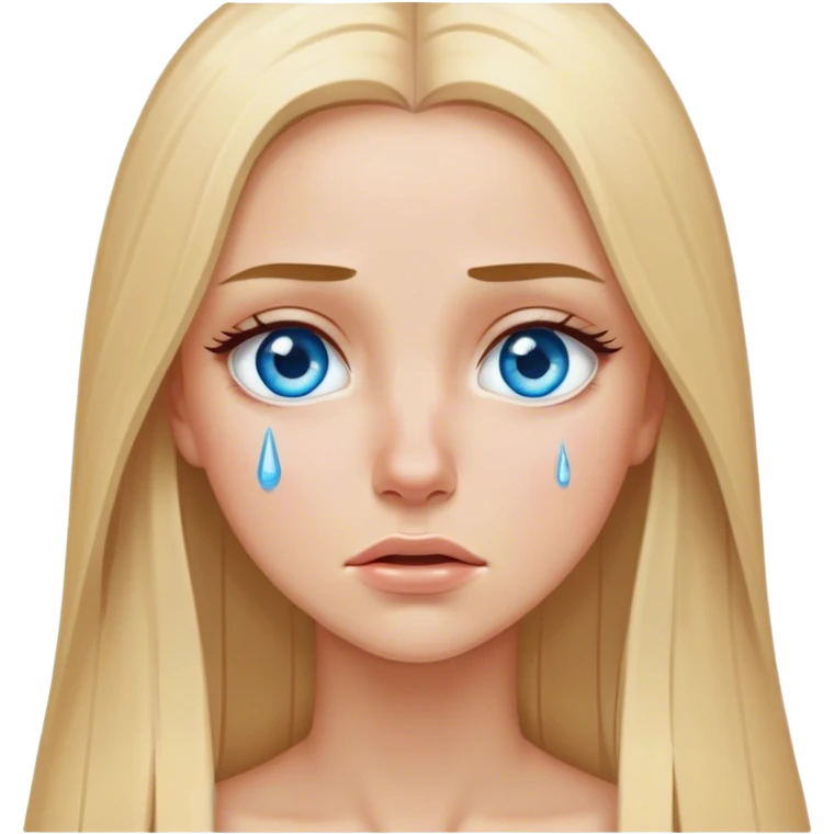 beautiful white girl with long straight blonde hair blue eyes crying  emoji
