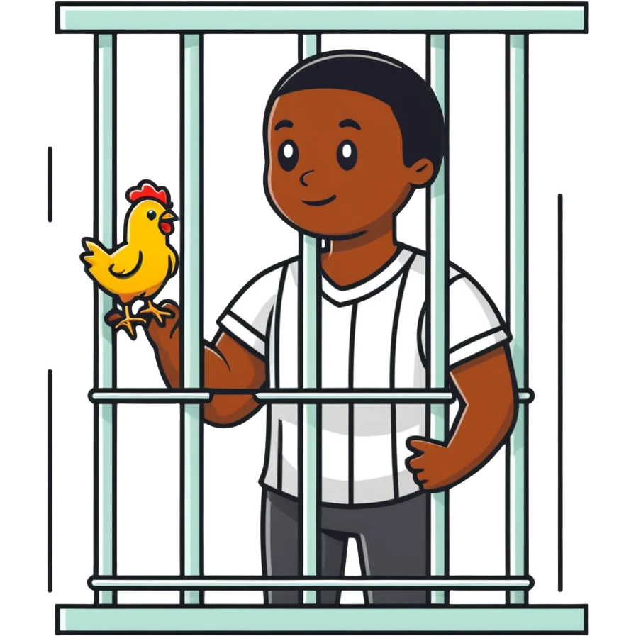 Black guy in jail with chicken emoji