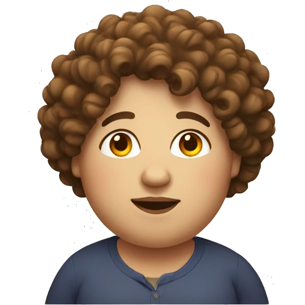 fat person with curly brown hair emoji