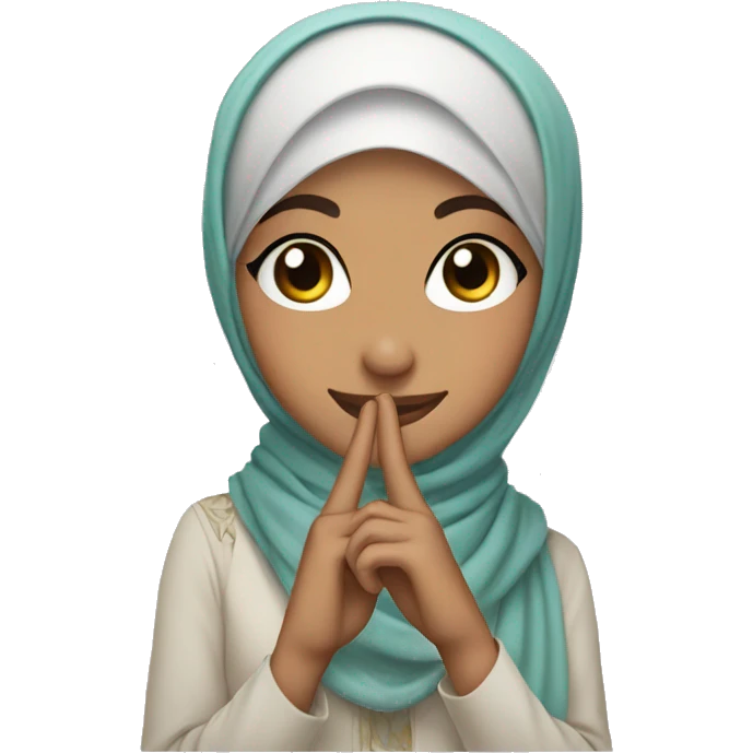 hijabi girl wink and pose the peace sign emoji