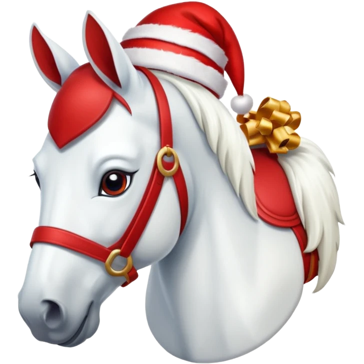 christmas new year's white horse with a red saddle emoji