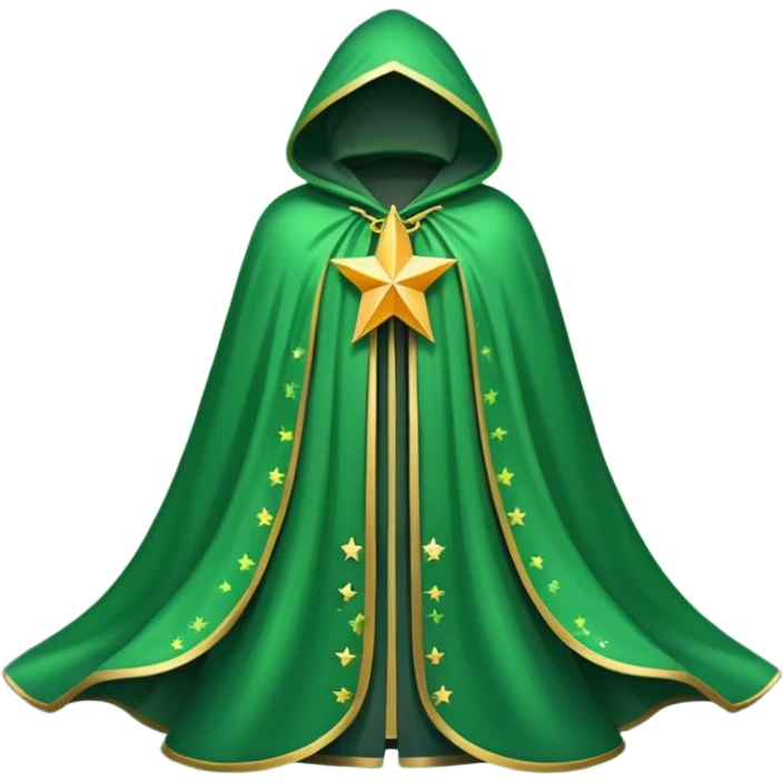 a fantasy  magic, green color with star pattern cloak emoji