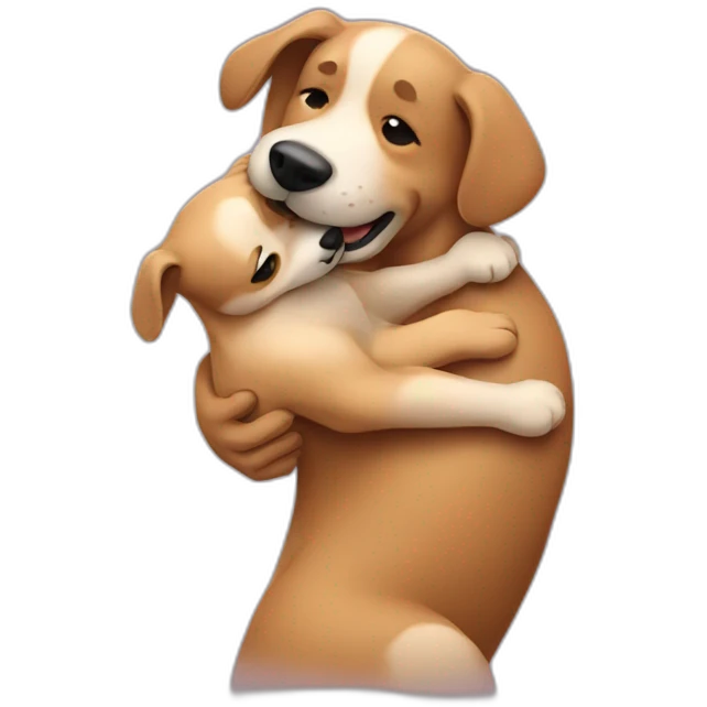 Dog giving person a hug emoji