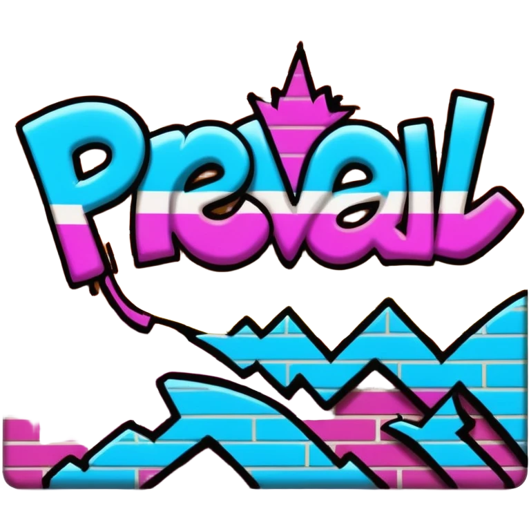 graffiti text on brick wall saying “Prevail” emoji