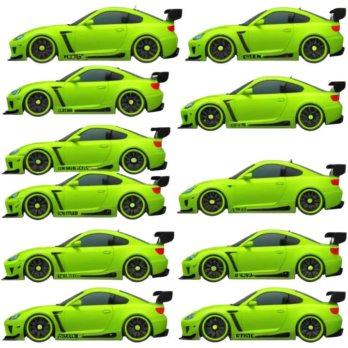 Emoji pack for R2 motorsport company, drift builds, motorsport parts, lime theme, just text emoji
