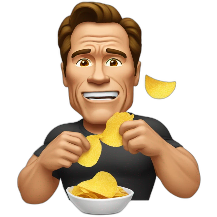 Arnold Schwarzenegger eating potato chips emoji