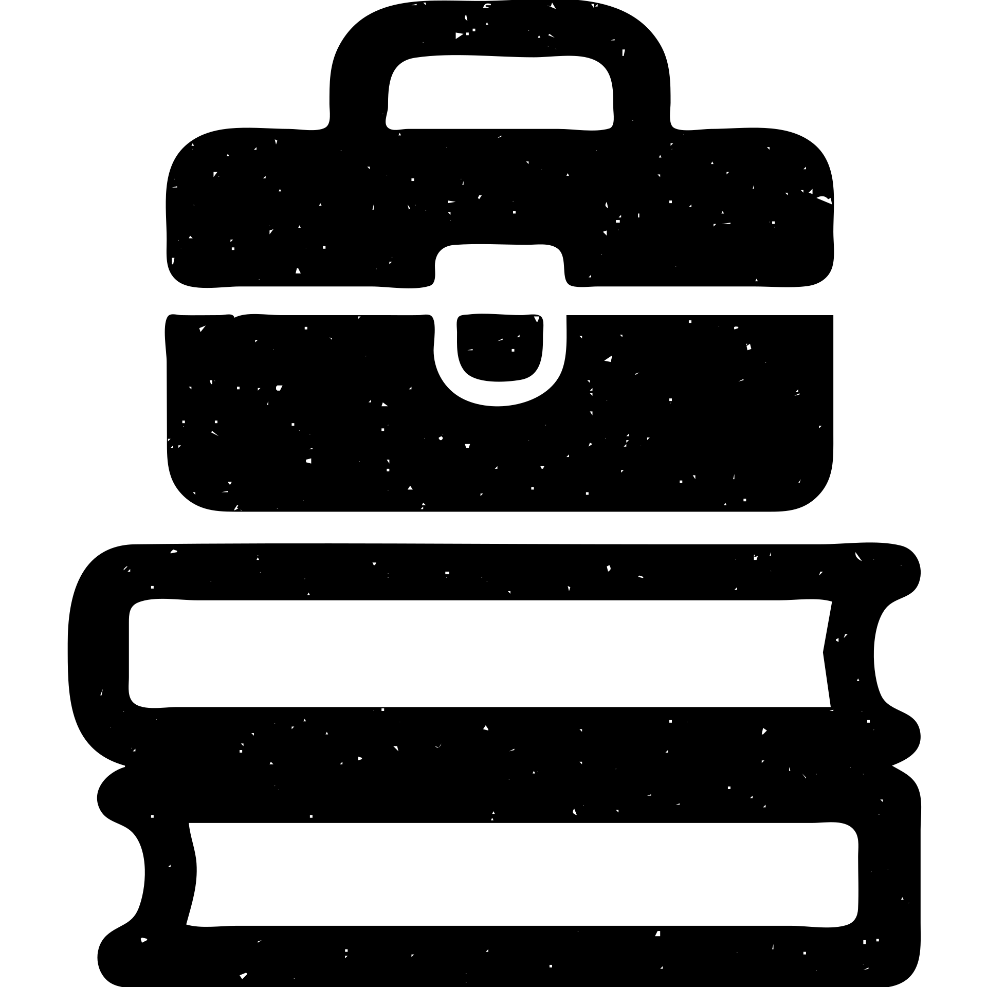 minimalist gray solid icon representing Resources with books, toolbox, or stack of files, worn and distressed effect emoji