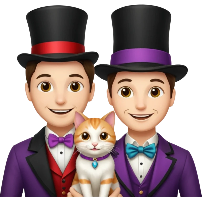 magician couple and their pet cat emoji
