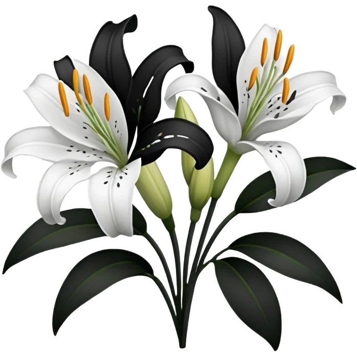 black and white lillies outline emoji