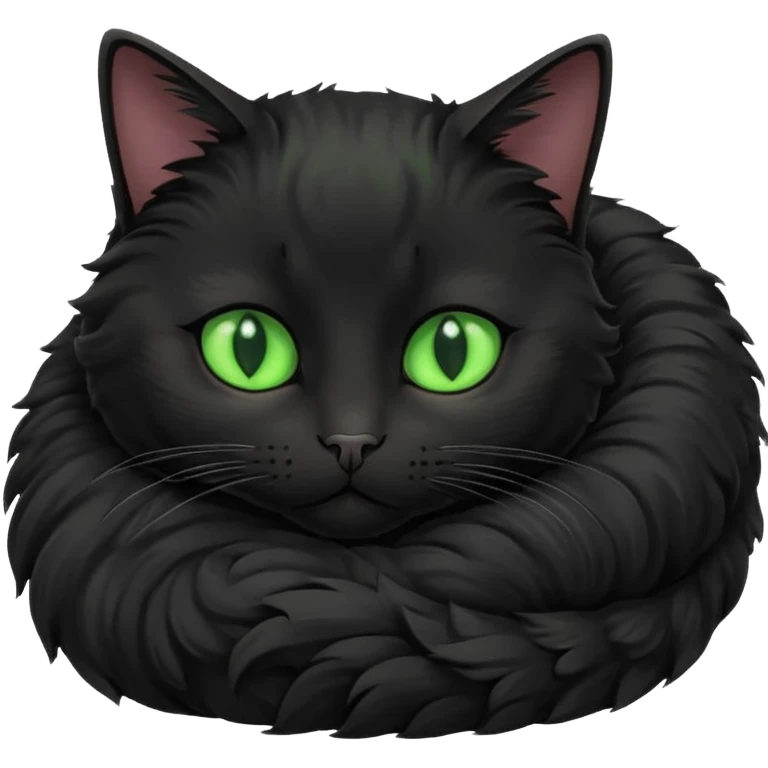 Curled Sleeping Cat black emoji