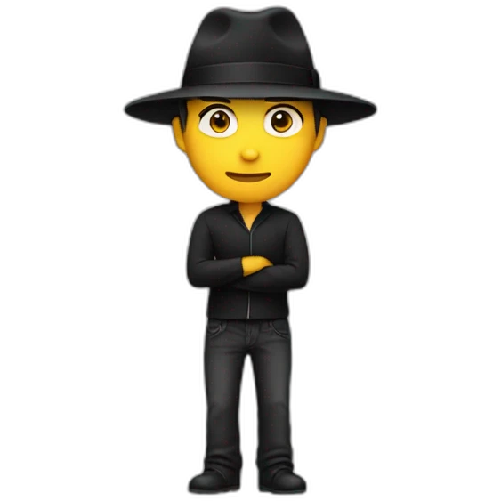 Men with black hat with full body emoji
