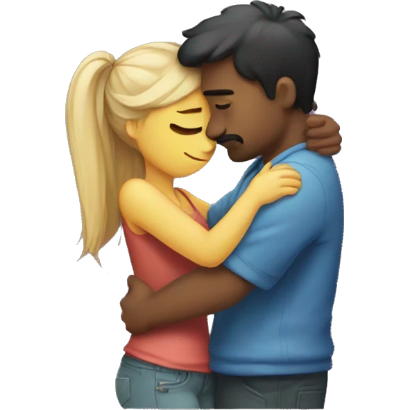 Sad hug between boyfriend and girlfriend emoji