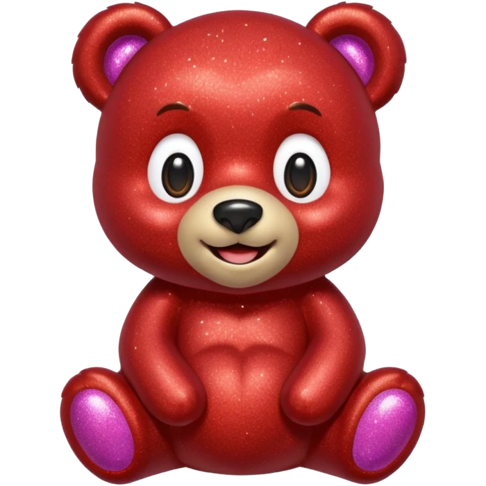 red glitter sweet bear Happy  emoji