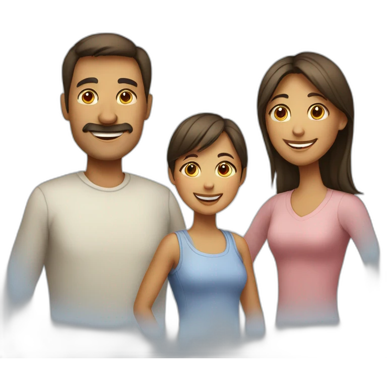 Happy family of father, mother, teenager and daughter emoji