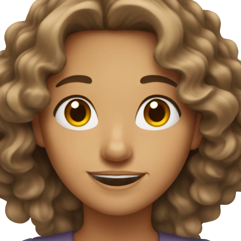 a woman with wavy hair and brown eyes wink emoji