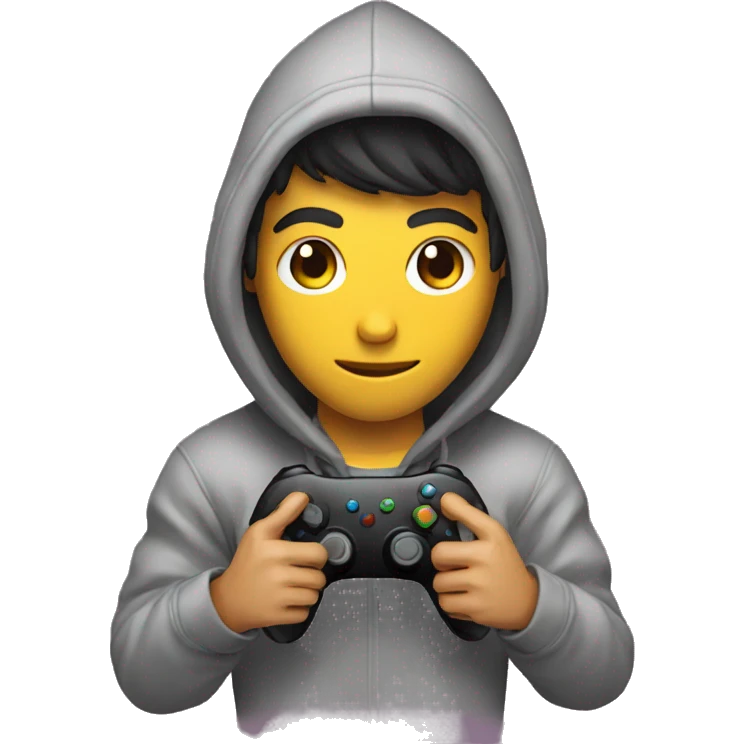 gamer guy with hoodie black and controller emoji