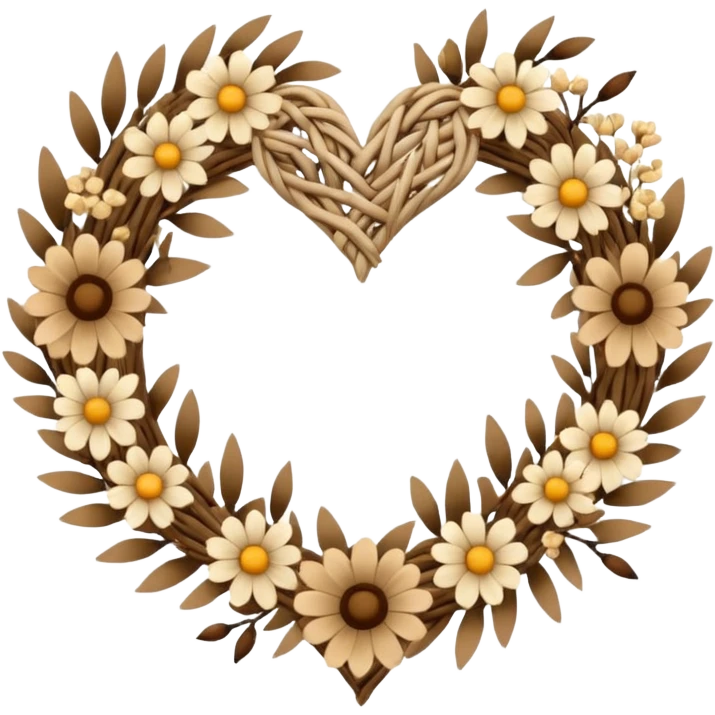 nature wreath heart, boho  emoji