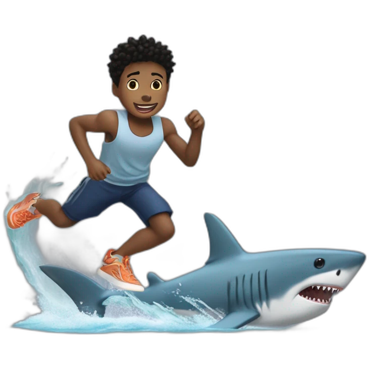 4kt nba youngboy boy running from a shark while a shark running away from Nicole Robin full body emoji