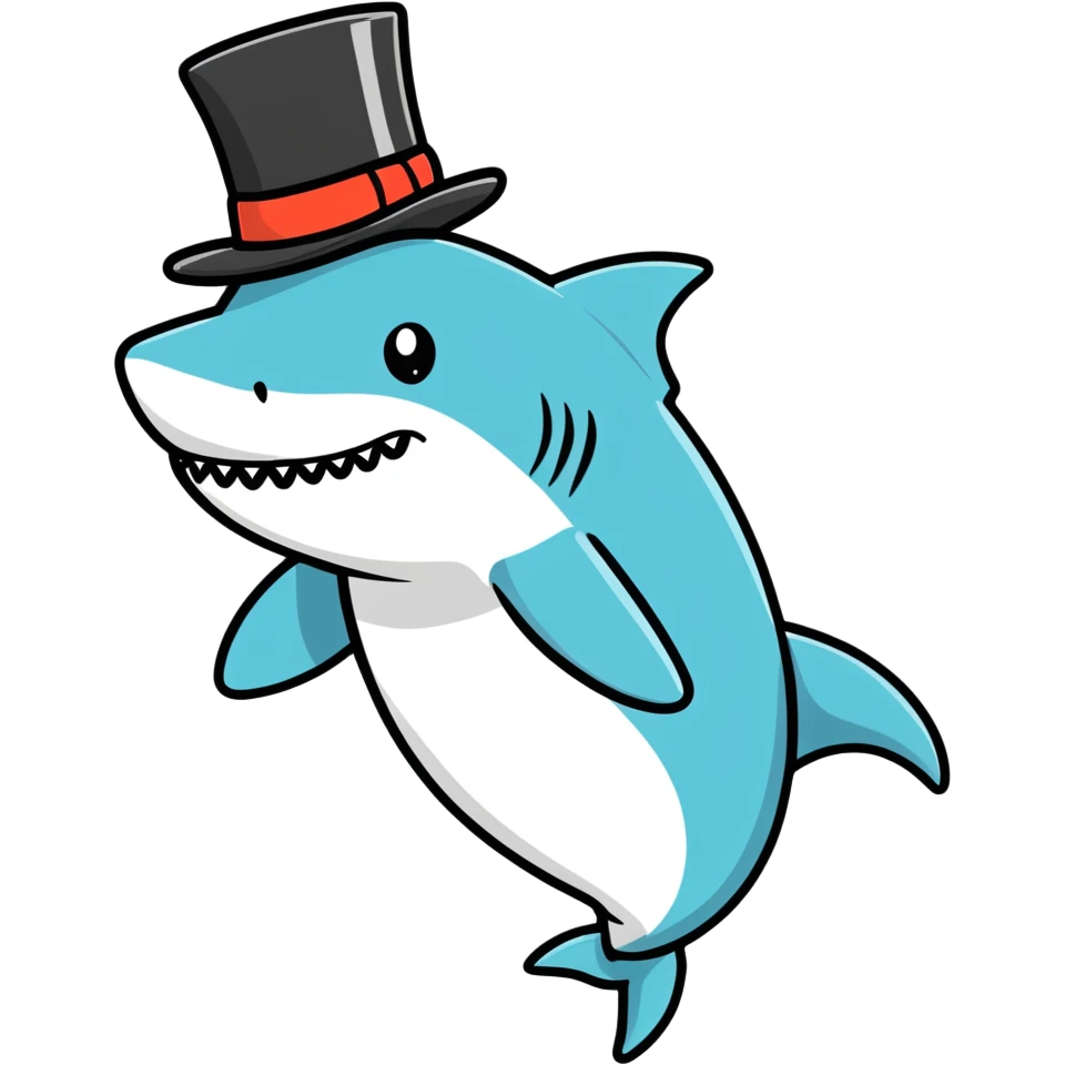 Shark with a top hat emoji