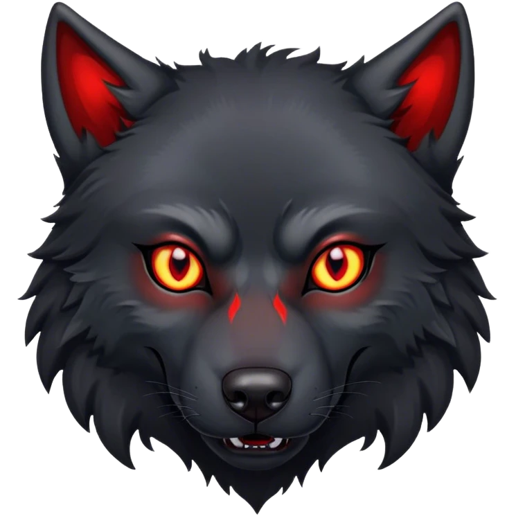 Evil scary black wolf with red eyes emoji