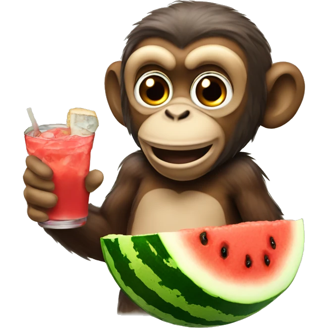 Monkey with watermellon koolaid and fried chicken emoji