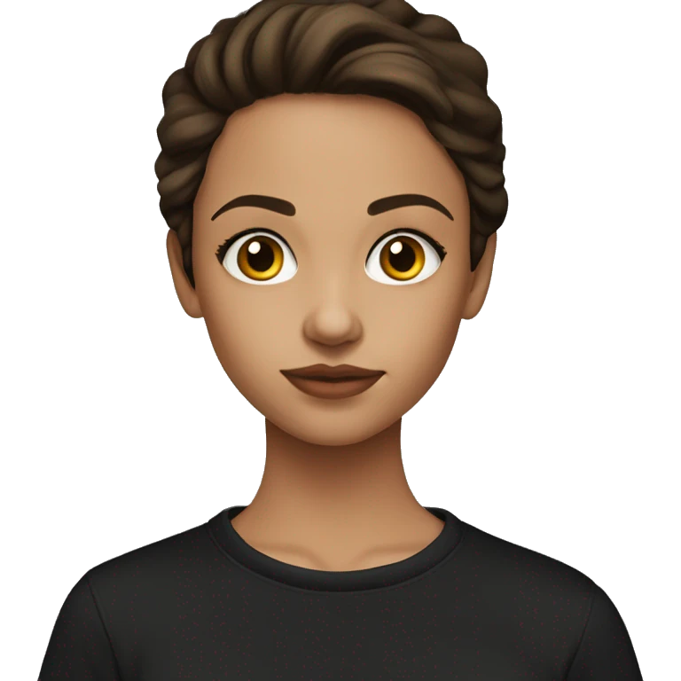 brunette girl hazel eyes black sweatshirt emoji