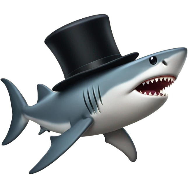 Shark with a top hat emoji