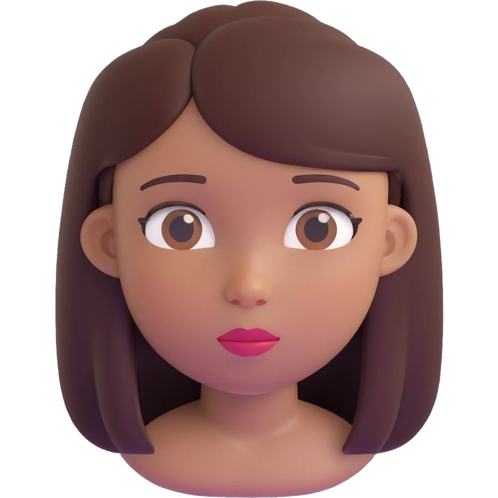 Black girl with fair skin, round face, and straight hair emoji