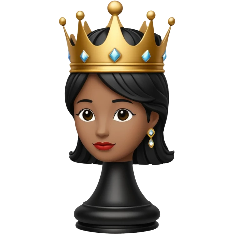 queen chess piece, black, detailed crown emoji