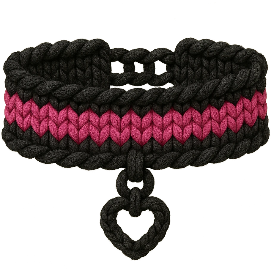 BLACKPINK-inspired gothic choker, no hearts, textured and bold, black and pink emoji