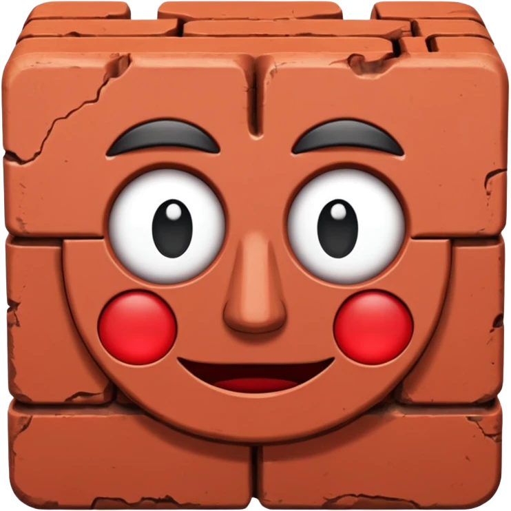 A brick with a face emoji