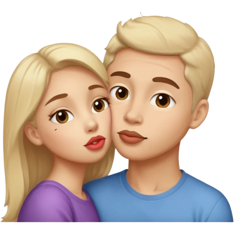 Kisses on the cheek and kisses on the eye with affection and cuteness emoji