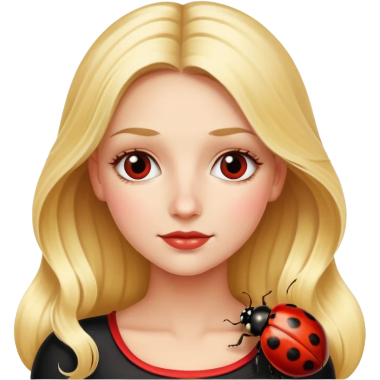 Long blonde hair woman with ladybug  emoji
