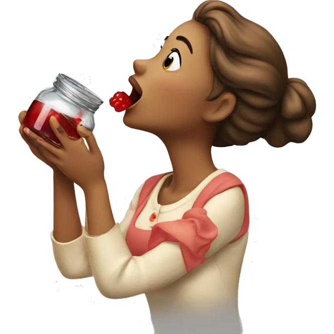 A lady licking the last drop of jam from a jar emoji