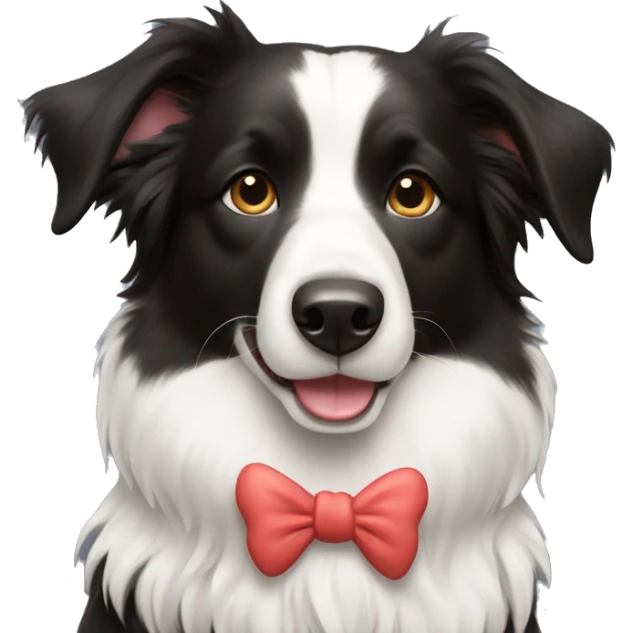 Border collie with a bow emoji